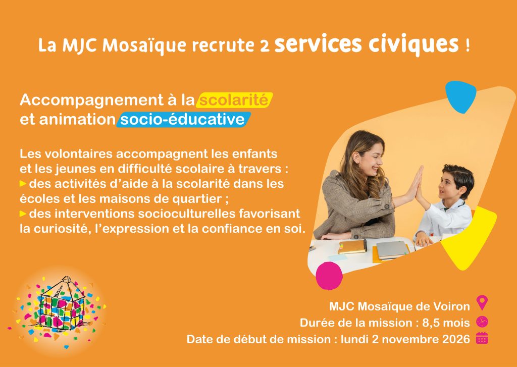 Offre service civique MJC Mosaïque de Voiron